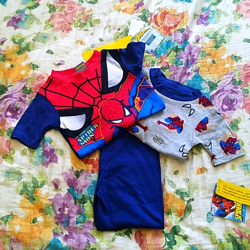 🧒NWT Spider Man Red/blue/gray 3-piece pajama set 6